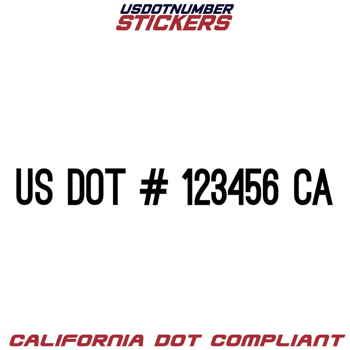 USDOT Number Sticker California (CA) (Set of 2)