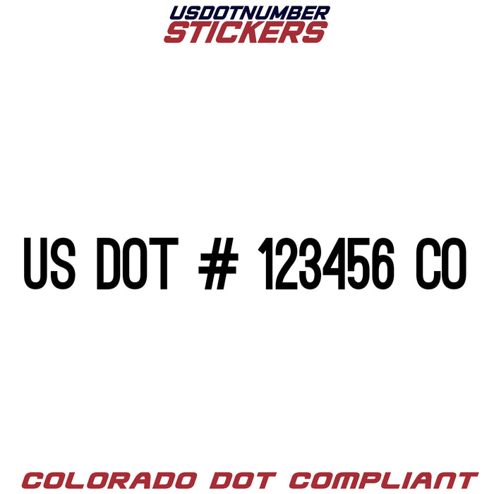 USDOT Number Sticker Colorado (CO) (Set of 2)