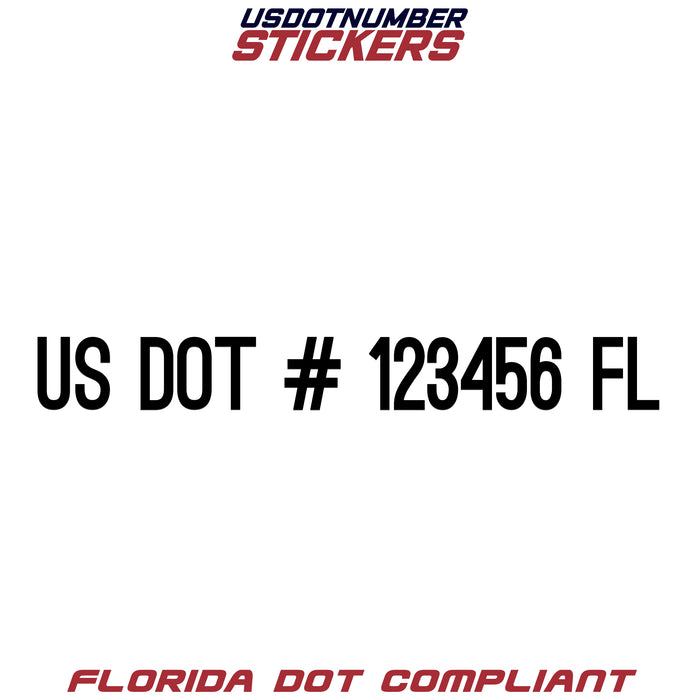 USDOT Number Sticker Florida (FL) (Set of 2)