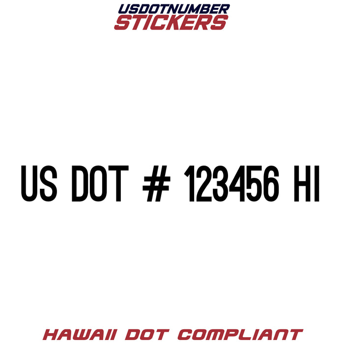 USDOT Number Sticker Hawaii (HI) (Set of 2)