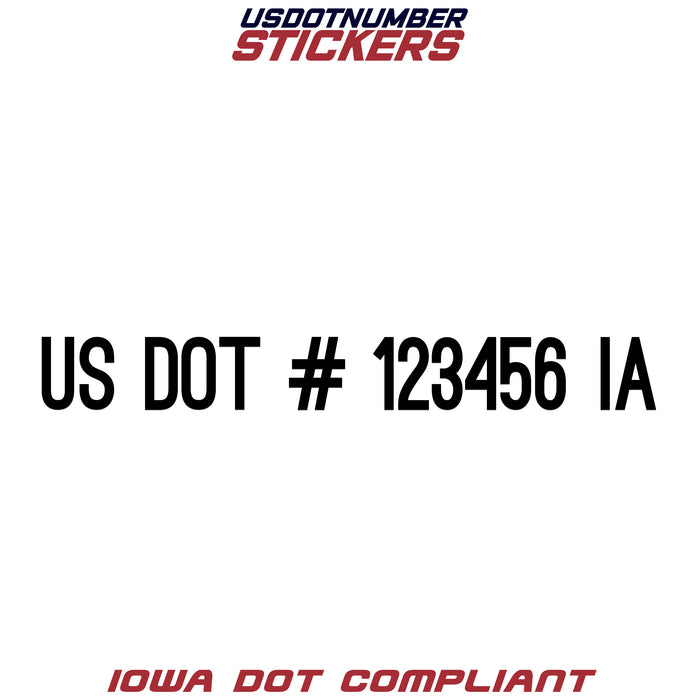 USDOT Number Sticker Iowa (IA) (Set of 2)