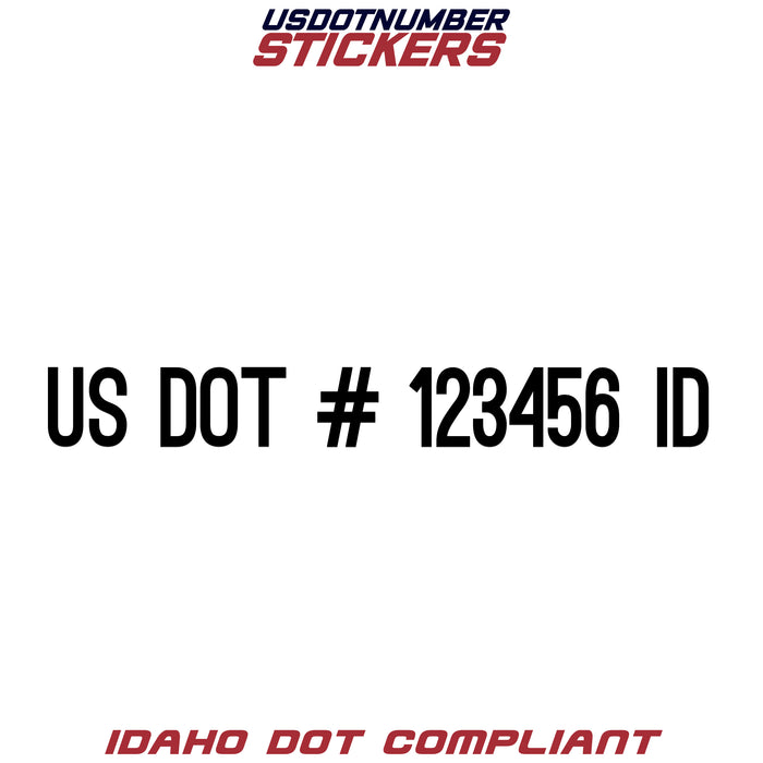 USDOT Number Sticker Idaho (ID) (Set of 2)