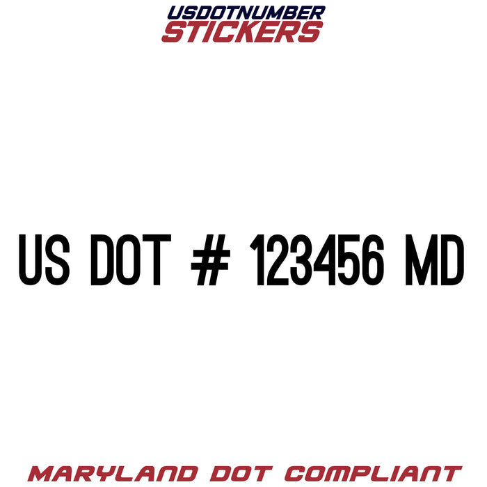 USDOT Number Sticker Maryland (MD) (Set of 2)