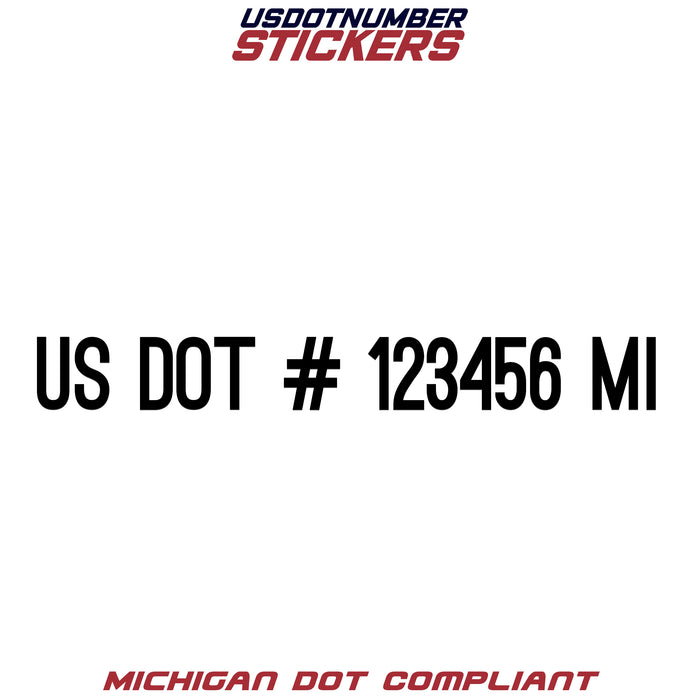 USDOT Number Sticker Michigan (MI) (Set of 2)