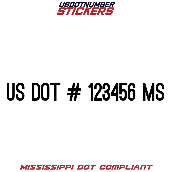 USDOT Number Sticker Mississippi (MS) (Set of 2)