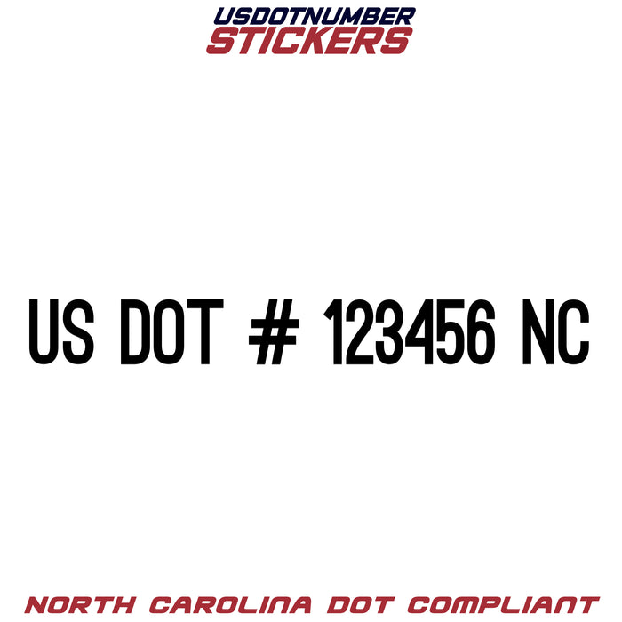 USDOT Number Sticker North Carolina (NC) (Set of 2)