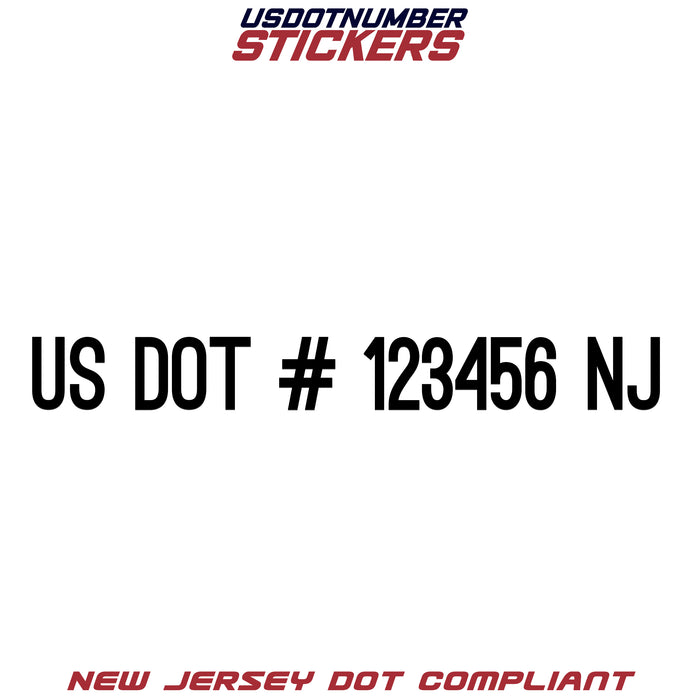 USDOT Number Sticker New Jersey (NJ) (Set of 2)