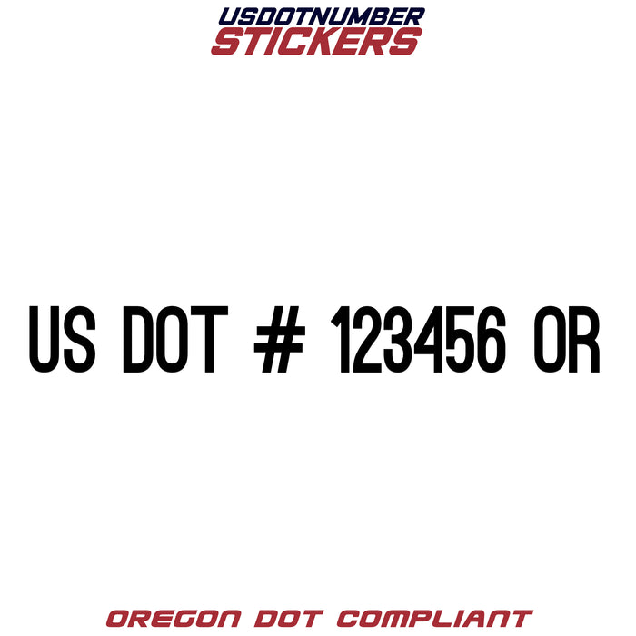 USDOT Number Sticker Oregon (OR) (Set of 2)