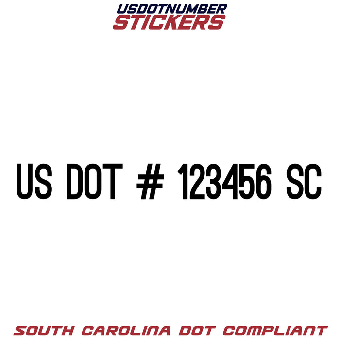 USDOT Number Sticker South Carolina (SC) (Set of 2)