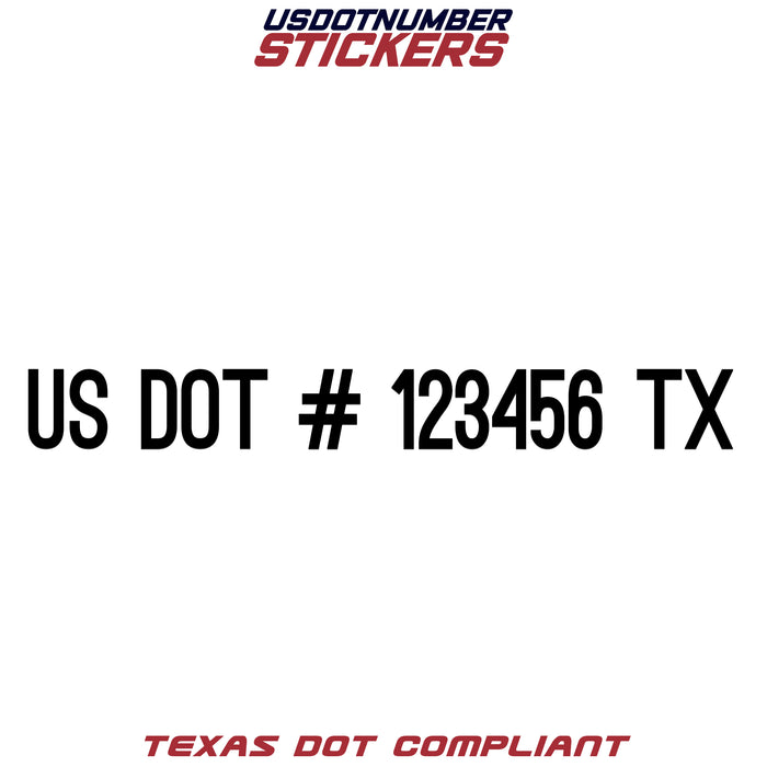 USDOT Number Sticker Texas (TX) (Set of 2)