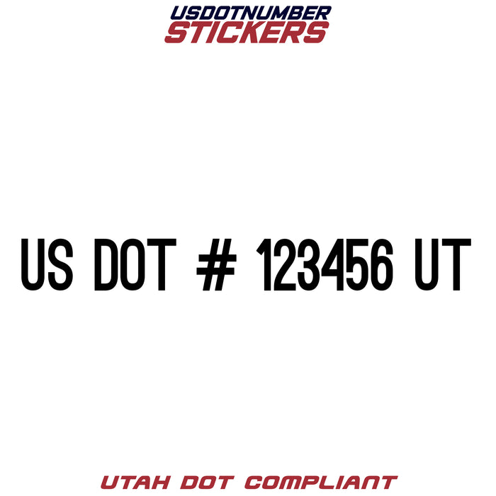 USDOT Number Sticker Utah (UT) (Set of 2)