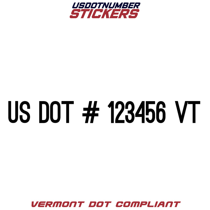 USDOT Number Sticker Vermont (VT) (Set of 2)