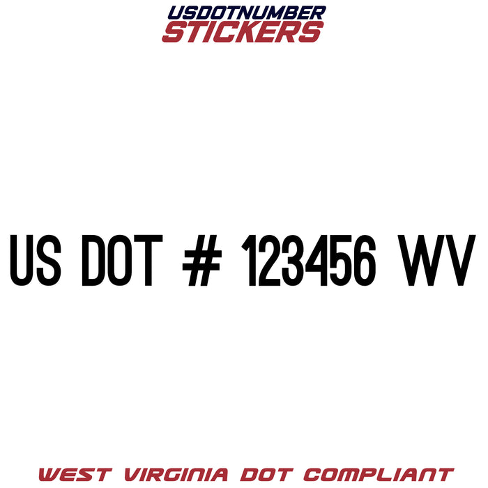 USDOT Number Sticker West Virginia (WV) (Set of 2)