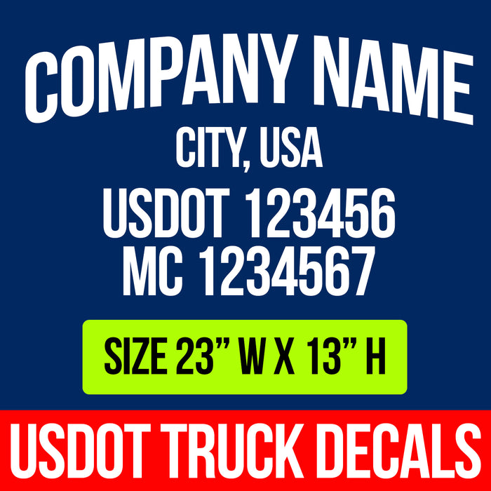 Custom Custom Vinyl Truck Lettering | Company Name with Location, USDOT & MC Decal Sticker (Set of 2)